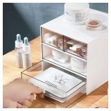 Marknor Makeup / Desk Organizer with 4 Drawers, Sundries Vanity Organizer, Cosmetic Organizer, Desk Storage Box, Bathroom Counter or Dresser, White QBH-4CT-1