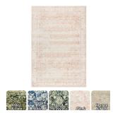 BILEEHOME Nursery Rug for Baby Girl Neutral Blush Pink Boho Floral Washable Soft Faux Wool Area Rugs for Living Room Bedroom,5x8 - Retail: $88.86