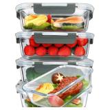 M MCIRCO [5-Packs, 36 Oz Glass Meal Prep Containers with Snap Locking Lids Glass Food Containers,Airtight Lunch Container,Microwave, Oven, Freezer and Dishwasher (4.5 Cup)