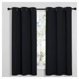 NICETOWN Halloween Pitch Black Solid Thermal Insulated Grommet Blackout Curtains/Drapes for Bedroom Window (2 Panels, 42 inches Wide by 63 inches Long, Black)