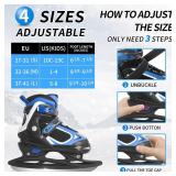 Nattork Ice Skates for Boys, Youth and Women, Soft Padding and Reinforced Ankle Support Blue Boy Ice Hockey Adjustable Skates for Outdoor and Rink 5-8 US