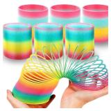 Liberty Imports 6 Pack: Large Magic Rainbow Coil Springs - 4" Classic Plastic Neon Plastic Walking Spring Toy, Bulk Kids Novelty Party Favor Supplies