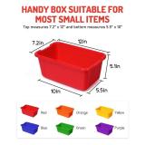 GAMENOTE Colored Plastic Storage Bins with Lids, Stackable Containers,Toy Storage Organizer - 5 Qt 6 Pack-Small Tubs,Tote Box for Classroom, Kids, Sorting (12Ã7.2Ã5.1 in)