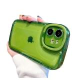 Ownest Compatible with iPhone 12 Case with Clear Kickstand Creative Protective Design Case with Camera Holder for TPU Slim Shockproof Cool Phone Case for iPhone 12-Green