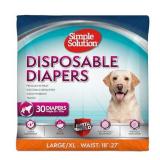 Simple Solution Disposable Dog Diapers for Female Dogs, True Fit, Absorbent, Leak Proof with Wetness Indicator, XL Puppy & Doggie Period Pad and Pee Diaper, For Large Pets, 18-27 Inch Waist, 30 Count