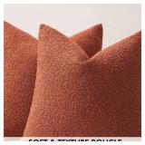 MIULEE Set of 2 Burnt Orange Fall Throw Pillow Covers 20x20 Inch Decorative Couch Pillow Covers Textured Boucle Accent Solid Pillow Cases Soft for Cushion Chair Sofa Bedroom Livingroom Home Decor