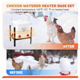 WISMOIER 3 Gallon Heated Chicken Waterer Poultry Automatic Drinker Heater Bucket Winter Adsjustable Chicken Drinker Anti-Freezing Heated Waterer Chick Coop Watering System White-3 Gallon