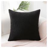 Artcest Set of 1 Decorative Boucle Comfy Throw Pillow Cover, Large Soft Elegant Textured Cushion Case for Couch Bed and Living Room Decor, 26"x26" (Black)