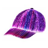 HUNRUY Hip Hop Luminous LED Baseball Cap Hats For Christmas Rave with 7 Colors Light USB Charging (Black)