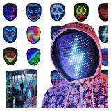 Depointer Life Led Mask with Gesture Sensing,Unisex LED Lighted Face Transforming Mask for Costume Cosplay Party Masquerade