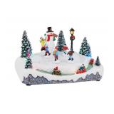 Animated Christmas Village Skating Pond - Lighted Musical Snow Scene with 4 Moving Skaters, Adapter, Battery Slot - Retail: $101.54