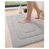 DEXI Bathroom Rug Mat, Extra Soft Absorbent Premium Bath Rug, Non-Slip Comfortable Bath Mat, Carpet for Tub, Shower, Bath Room, Machine Washable, 16"x24", Light Grey