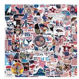 100Pcs 4th of July Stickers for Independence Day Water Bottle Sticker American Flag Red White & Blue Design USA Art Patriotic Stickers for Labor Day Memorial Day Decoration Party Supplies Flags