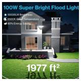 Olafus 100W Flood Light Outdoor 2 Pack, Switch Controlled LED Security Light 10000LM, 6500K Outside Floodlight with 5 Adjustable Head, IP65 Waterproof Exterior Light Fixture Wired for House Yard White