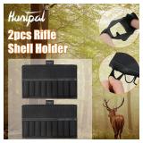 HUNTPAL 2 Packs 9 Elastic Round Rifle Shell Holder Buttstock Ammo Cartridge, Tactical Rifle Bullets Ammo Storage Holder, Durable Nylon Construction with Leather, Fits Most Hunting Rifles