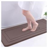 Arotive Memory Foam Bathroom Rug Mat 47x17, Ultra Soft and Absorbent Bath Mat, Machine Wash Dry, Comfortable Bath Rug Carpet for Bathroom Floor, Tub and Shower, Brown