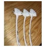 3 pk Dish Brush w/Scraper, Durable Fiber Non-Scratch Bristles, Ergonomic Non-Slip Grip Handle, for Baked-on & Caked-on Messes, 3 Pack (Retail $23.64)