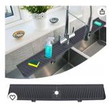 30 Inch Sink Splash Guard Mat, Faucet Mat Splash Catcher, Silicone Faucet Handle Drip Catcher Tray, Longer Sink Mat for Kitchen Dish Drying Mats Sponge Holder and Bathroom Countertop Protect(Charcoal)