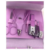 Manicure Set Professional Nail Clippers Pedicure Kit, 16 pcs Stainless Steel Nail Care Tools Grooming Kit with Luxurious Travel Leather Case for Thick Nails Men Women Gift (Violet) (Retail $15.99)