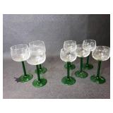 Set of 5 Beautiful French Crystal Wine Glasses, Luminarc Glassware France 60-70 and Set of 3