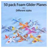 Manmel 50 Pcs Foam Gliders Planes Toys for Kids, Paper Airplane, Party Favors Goodie Bag Stuffers, Outdoor Flying Toys, Bulk for Classroom Prizes Boys and Girls