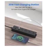 Power Strip Surge Protector with 30W USB C, 4 Outlets Wall Mount Power Strip, 3x30W USB Ports(2 USB-C, 1USB-A), Flat Plug 5ft Extension Cord, USB Charging Station for Home, Office