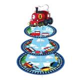 Lide Road 3-Tier Train Party Cardboard Cupcake Stand Train Birthday Party Supplies Train Party Cake Tower Round Dessert Cake Stand for Train Party Supplies, Train Theme Party Baby Shower