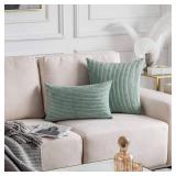 Home Brilliant Pillow Covers 24x24 Set of 2 Winter Decor Green Throw Pillow Covers Super Soft Euro Shams Decorative Pillowcases for Couch Bed Room, 24 x 24 inch, Iceburg Green