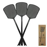 MUTOOZ Fly Swatter Multi-pacl Manual, Flexible & Heavy Duty Fly Swatters Thick Handle, Black 3 Pack