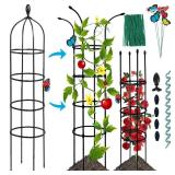 WellSign Garden Obelisk Trellis for Climbing Plants Outdoor, 6ft Tall Rustproof Coated Metal Plant Support with Garden Twist Tie (1 PK)