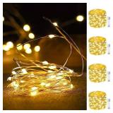 4-Pack Fairy Lights Battery Operated with Timer, Waterproof 16FT 50 LED String Lights Outdoor Indoor, Cuttable Twinkle Lights for Christmas Home Bedroom Wedding DIY Centerpiece Birthday (Warm White)