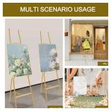 Gold Easel Stand for Sign,Heavy Duty Easel,Metal Large Freestanding Adjustable Display Stand,Easel Stand(3-Tier),Easels for Display,Easel Stand for Sign,Easel,Suitable for Painting and Display.