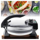 Electric Tortilla Maker & Roti Maker, Multipurpose Upgraded 10 Inch Tortilla Press Electric Automatic Chapati Maker, with Removable Handle Tortilla Press, 1500W Electric Tortilla Press