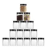 Plastic Jars With Lids 16Pcs 8 oz Plastic Mason Jars Black Plastic Jar Food Storage for Milkshakes Juice Nuts Cupcakes Candy (Black, 16 Pack 8 Ounce)