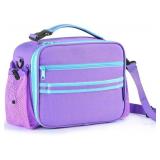 Cerbonny Kids Lunch Box, Purple, Unisex, Polyester, With Insulated Interior, Easy-Wipe Clean, 10.8"L x 4"W x 8.8"H, 4 Carrying Options