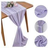 YUHX 8 Pack 10Ft 29 x 120 Inches Long Chiffon Table Runner, Lavender Wedding Table Runners, Romantic Wedding Decor Party Banquets Decorationsï¼Lavender, 8 Packï¼