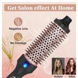 Curling Iron Thermal Brush 1.5 Inch Dual Voltage Travel-Friendly with Digital Display Temperature Ceramic Tourmaline Ionic Quick Heated Round Bush Suitable for Medium and Long Hair (Black and Gold)