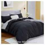 Bedsure Black Duvet Cover Queen Size - Soft Double Brushed Duvet Cover for Kids with Zipper Closure, 3 Pieces, Includes 1 Duvet Cover (90"x90") & 2 Pillow Shams, NO Comforter