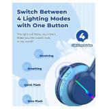 iClever BTH12 Kids Bluetooth Headphones,Colorful LED Lights Wireless Kids Headphones,74/85dBA Safe Volume,85H Playtime,Bluetooth 5.2,Over Ear Headphones Built-in Mic for iPad/Tablet/Airplane,Blue