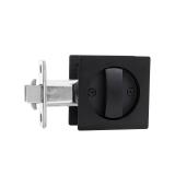 NAUBEA Black Pocket Door Hardware with Color Coded Indicator, Square Contemporary Privacy Pocket Door Lock for Bedroom Bathroom, for 2-3/8" Backset, Matte Black