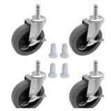 4 Inches Stem Caster Wheels,7/16-Inch Stem Diameter Rubber Casters Set of 4 with Side Brake,Heavy Duty TPR Replacement Wheels for Utility Cart Rubbermaid Mop Bucket Shop Vac Weber Grills - 4 Pack