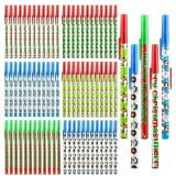 Woanger 200 Pcs Christmas Stick Pens Bulk Novelty Holiday Ballpoint Pens Xmas Santa Elk Snowman Stick Pens for Christmas Home School Classroom Party Gift