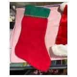 Santa hat, stocking, and wall hanging