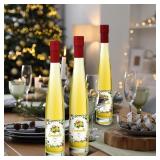 Maxcheck 6 Set 12 oz Lemoncello Glass Wine Bottles Set with Labels Stickers Airtight 375ml Empty Clear Liquor Bottles with Lid for Homemade Extracting Liqueur Suitable for Gift Giving(Lemon)