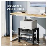 HUANUO Printer Stand with Cable Management and Storage Drawer, Printer Table with Locking Wheels, 14.1-inch Maximum Height Printer Cart for Under Desk, Home, Office, HNDPS