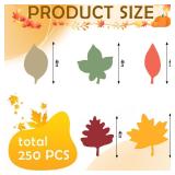 Hillban 250 Pcs Paper Fall Leaves Die Cuts Bulk Autumn Leaf Cutout Thanksgiving Autumn Leaves Decoration Multicolor Mixed Autumn Leaves for Fall Classroom Bulletin Board and Craft Projects Party Decor