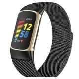 surundo Compatible with Fitbit Charge 6/Charge 5 Bands for Wmen Men, Metal Mesh Milanese Loop Adjustable Strap Replacement for Fitbit Charge 6/Charge 5 Advanced Fitness & Health Trackers