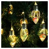 LIHAO Christmas Tree Snow Globe String Lights, 2 Meters/6.6ft 10 LED Clear Bulbs Christmas Tree String Lights for Bedroom, Wedding, Table Decoration, Outdoor Garden Party, Home Party Decorate