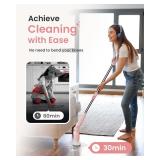 Leebein Electric Spin Scrubber, 2024 New Electric Scrubber with 4 Adjustable Angles and 8 Brush Heads, Shower Scrubber with Long Handle & Remote Control, Cleaning Brush for Bathroom, Tub, Floor (Pink)