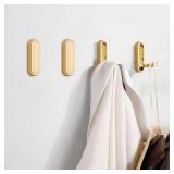 Foldable Towel Hooks for Bathroom,Wall Hooks for Hanging Heavy Duty Coat Robe Purse Hooks, Foldable Hooks Storage Solution for Bathroom,Closet,Entryway,Pool and Kitchen (4, Brushed Gold)